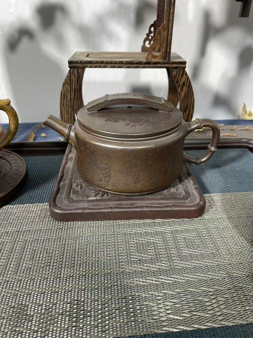 宜兴正品手工紫砂壶高温柴烧熊猫汉瓦名家大师制作全手内推出水孔