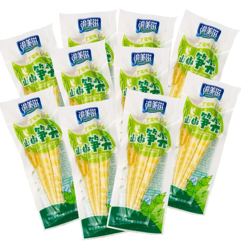 渝美滋泡椒笋尖柠檬山椒脆竹笋片开袋即食小包脆嫩泡椒竹笋尖零食