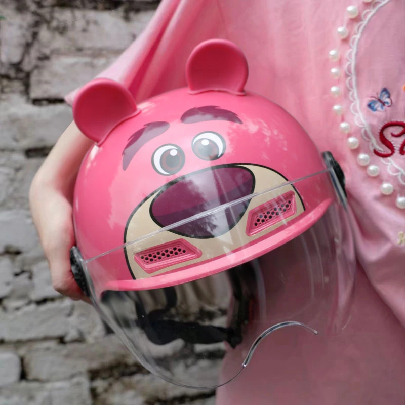 成人头盔草莓熊3c认证电瓶电动摩托车男女士安全帽夏可调卡通