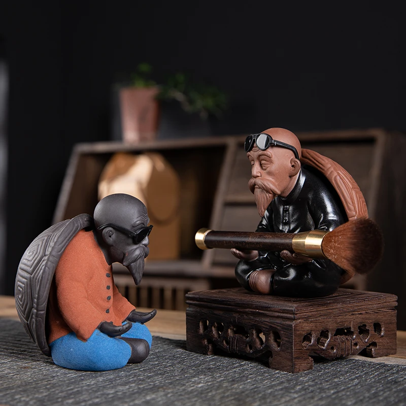 创意两用龟爷爷茶过滤紫砂茶宠摆件大号可养茶漏乌龟茶玩茶道配件