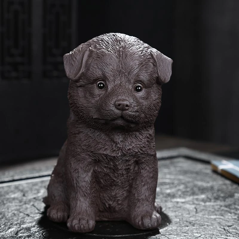 紫砂狗茶宠玩摆件精品可养旺财狗十二生肖茶具配件手工小茶宠创意