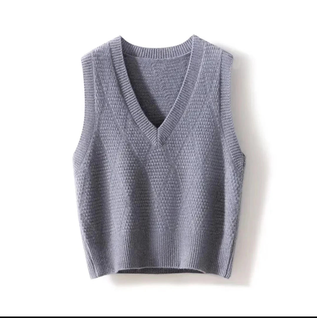 纯毛秋冬新款叠穿时尚百搭套头设计感韩版小众女士马甲百搭款W29