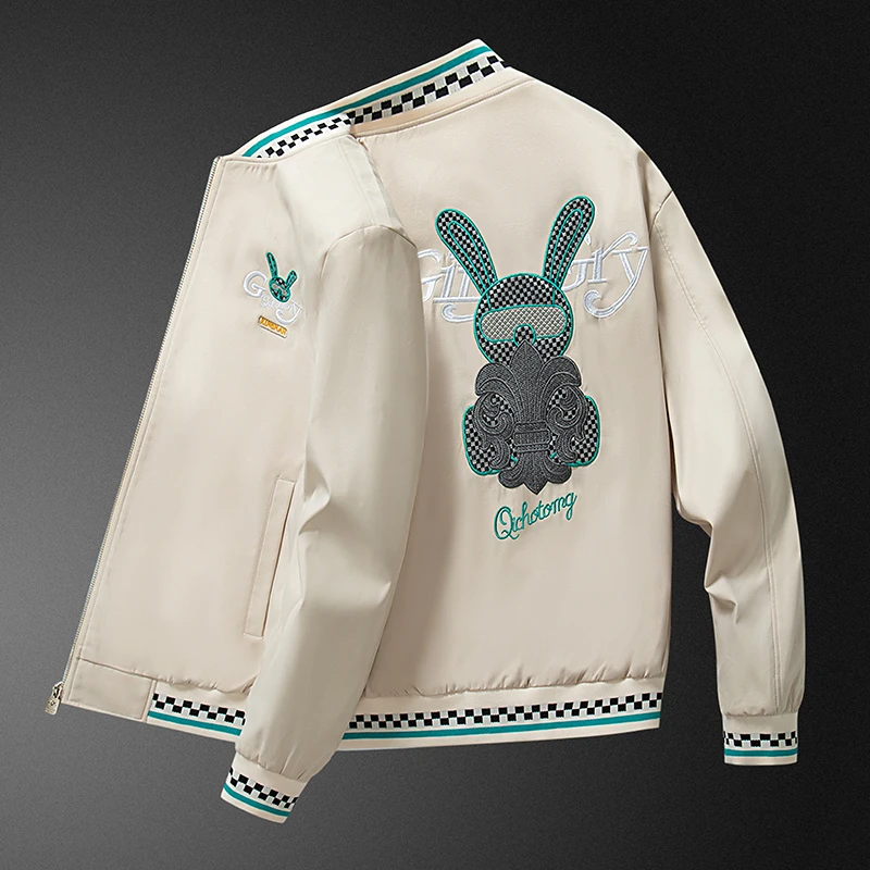 夹克外套男士春秋新款刺绣立领棒球服男潮流修身上衣时尚休闲男装