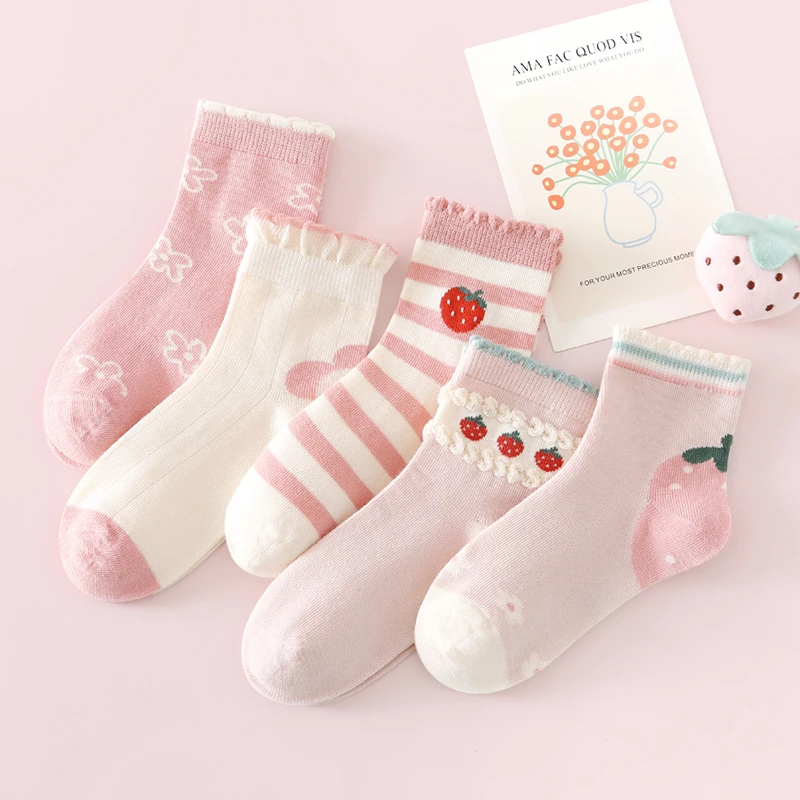 春夏季薄款六指鼠儿童袜子可爱花边袜宝宝小童中大童春秋女孩夏天