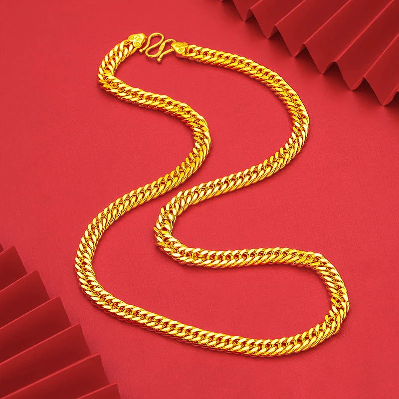 合金项链 男士金黄色扁平项链老板链经典时尚个性霸气久不掉色
