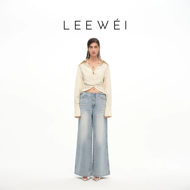 LEEWEI2024年春夏新款气质时尚显瘦挂脖皮抹胸两件套衬衫女度假风