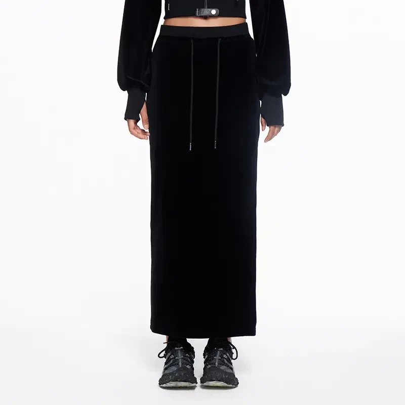 CNLEEWEI2023秋冬新款丝绒长裙