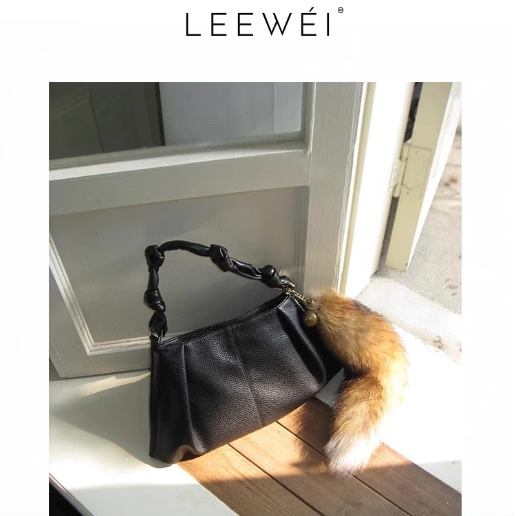 CNLEEWEI毛毛挂件手拎包手提单肩包