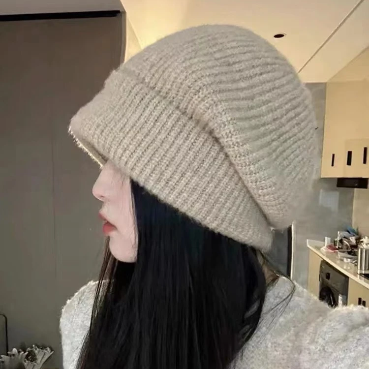 三合一大头围帽子冬款女显脸小毛线帽保暖护耳针织帽韩版百搭冷帽