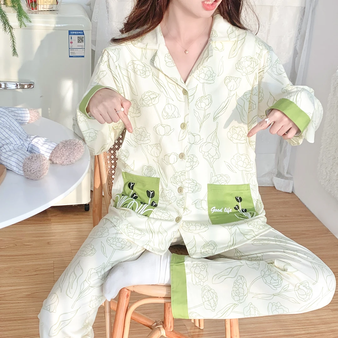 【买一宋一】带胸垫纯棉月子服孕妇产后喂奶产妇哺乳怀孕期睡衣