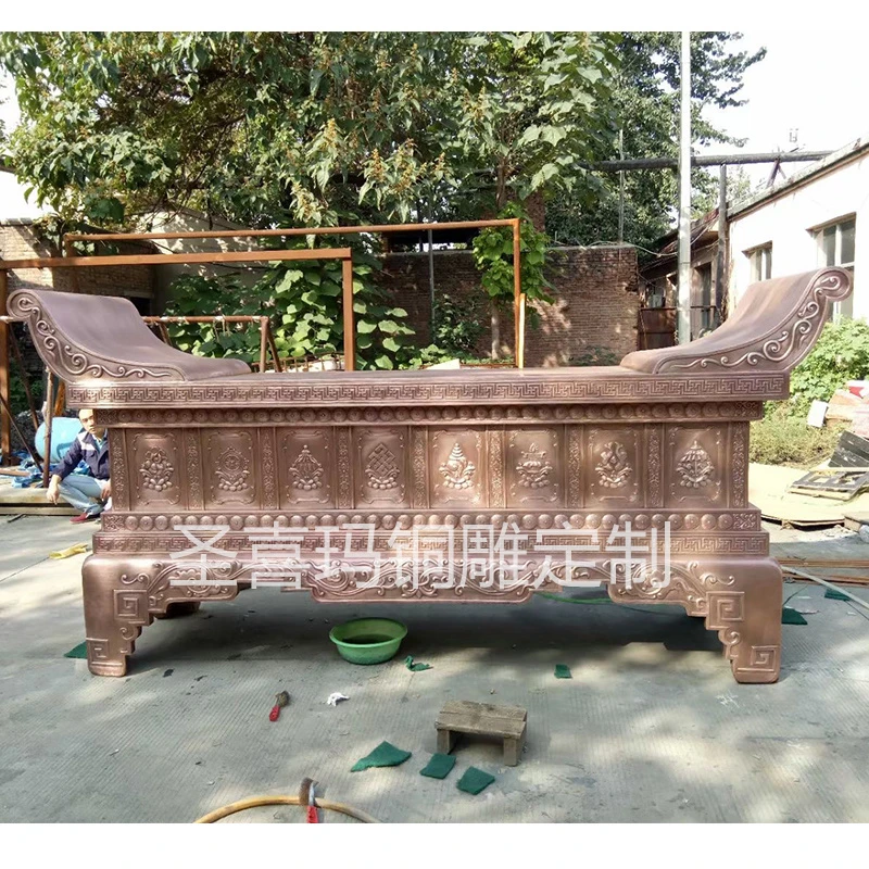 定制中式祠堂铁贡桌 贡台桌子厂家 铸造寺庙大型3.6m铸铜供桌