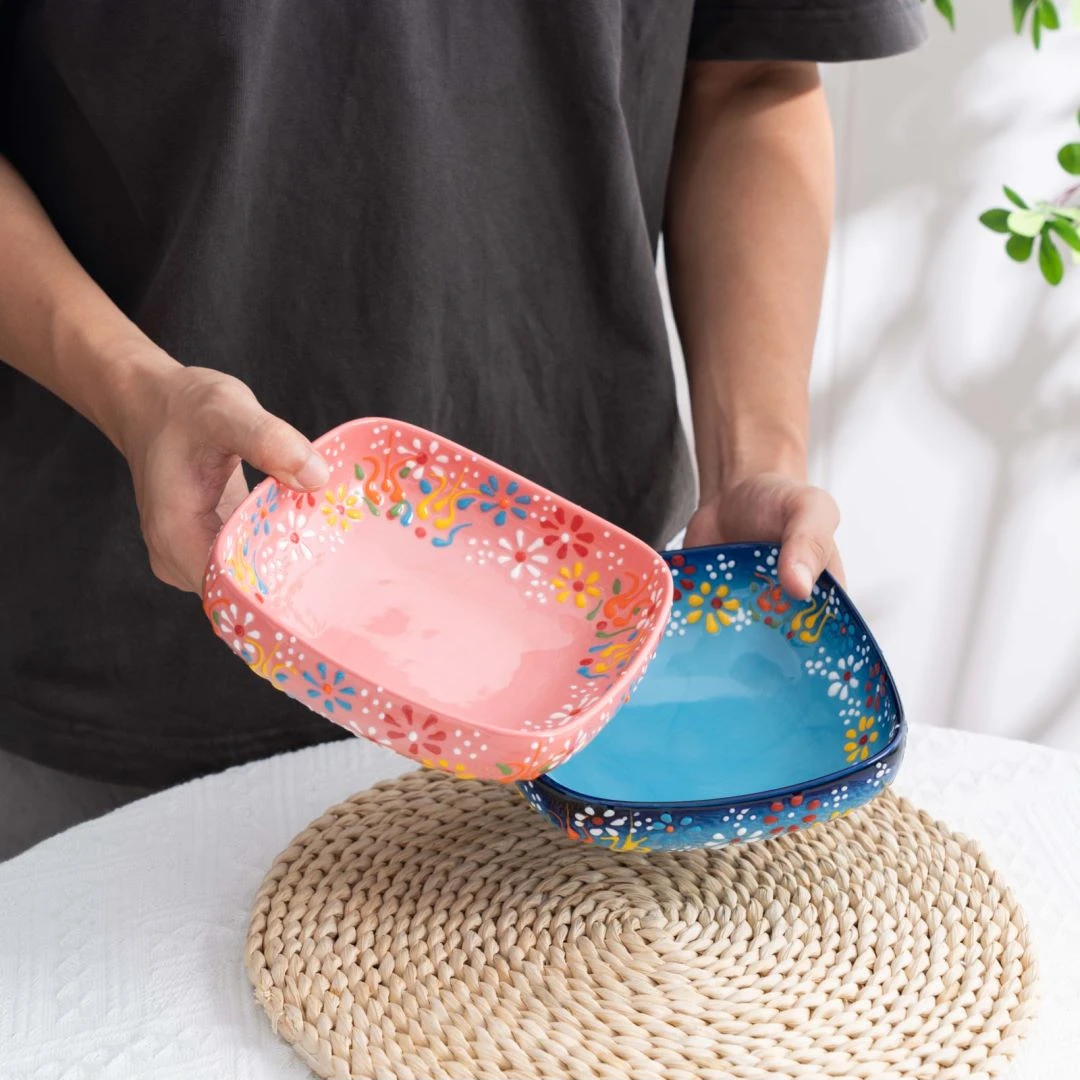 【两色四方碟】新疆包邮  家用陶瓷四方小蝶