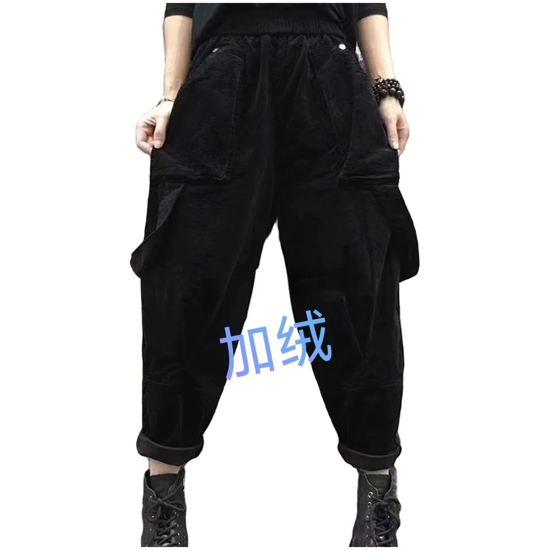 灵璧胖衣秀服《毛毛推荐》冬季时尚6629大码休闲宽松加绒飘带裤子