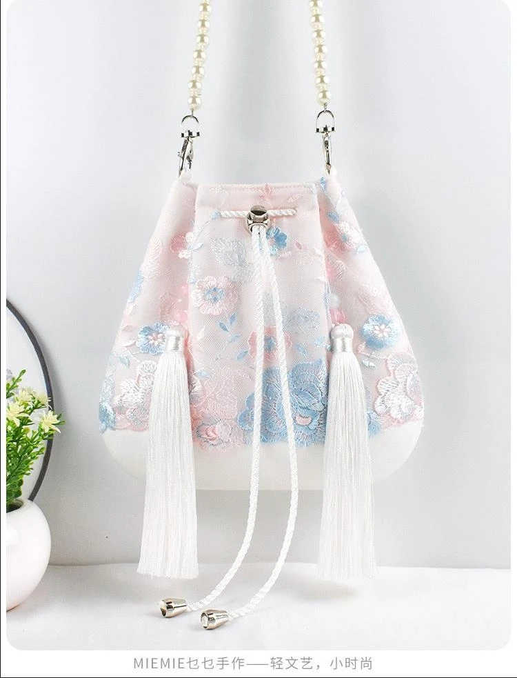 古国风汉服斜挎手提包包中国名族风配古装小仙女帆布荷包袋中国风