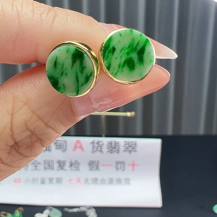 翡翠耳饰银S925镶嵌耳饰