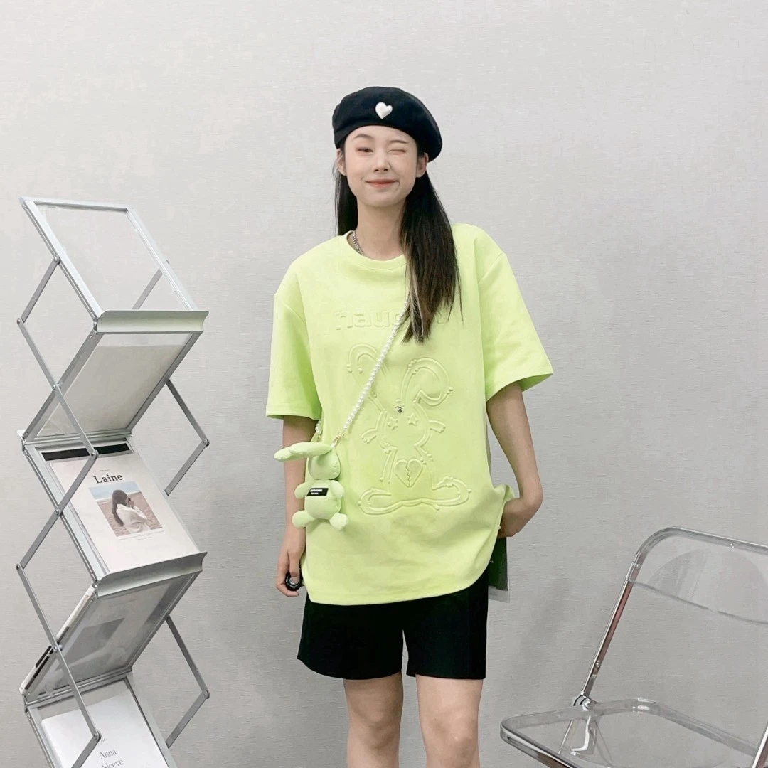 Lohas Town2023夏季新款百搭圆领设计师系列立体熊T恤0301231235