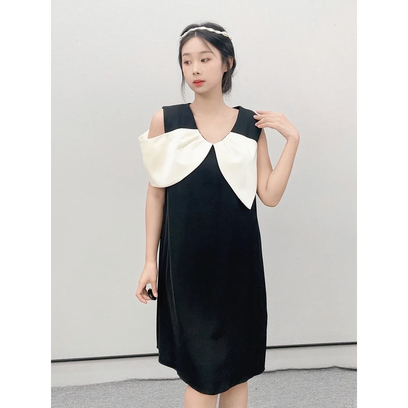 Lohas Town2023夏季新款时尚蝴蝶结领连衣裙0703230966