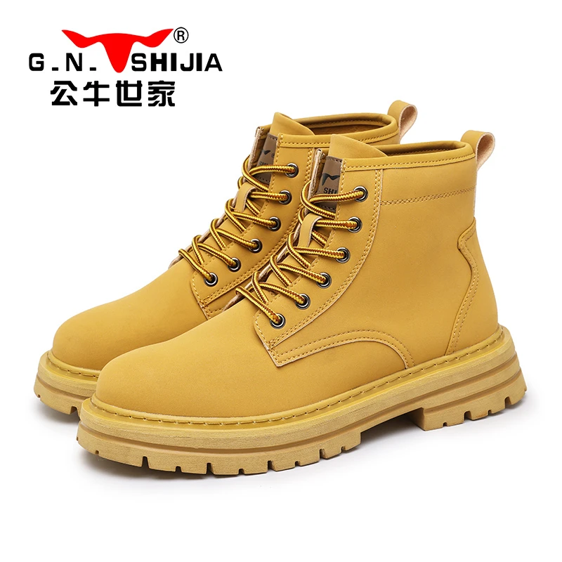G.N.Shi Jia/公牛世家时尚马丁靴厚底靴子短靴英伦大黄靴男鞋男鞋