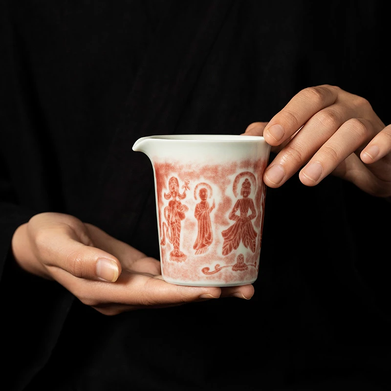 云窟万象柴烧拓印公道杯陶瓷茶海分茶器单个功夫茶具大容量倒茶器