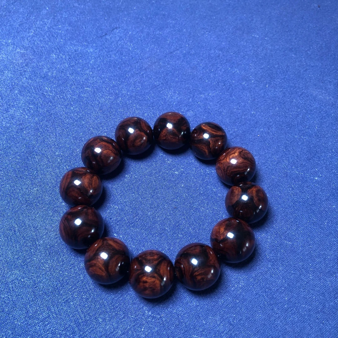 【精品来袭】海南黄花梨紫油梨老料叉纹对眼鬼脸2.0手串