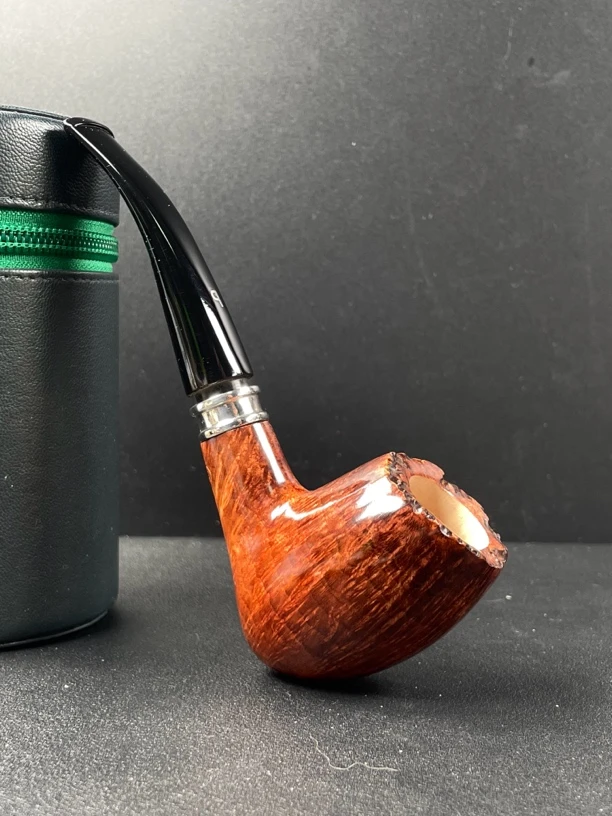 意大利Pascucci帕斯库奇橡果弯斗银圈石楠木手工烟斗（内径20深38