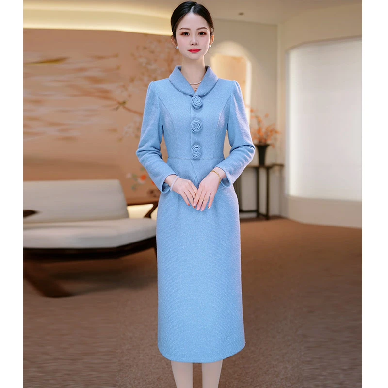 JG-24D223 新款2024年冬季时尚气质优雅显瘦假两件连衣裙 M-4XL