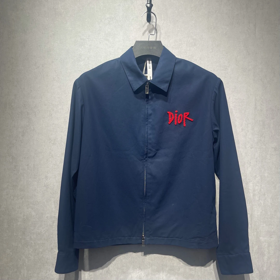 99新 DIOR/迪奥 胸前植绒logo藏青色夹克/37码/99新/dy200809