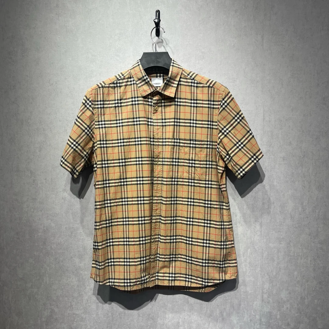 99新 BURBERRY/博柏利  经典条纹格短袖衬衫/xl/98新/公价5400