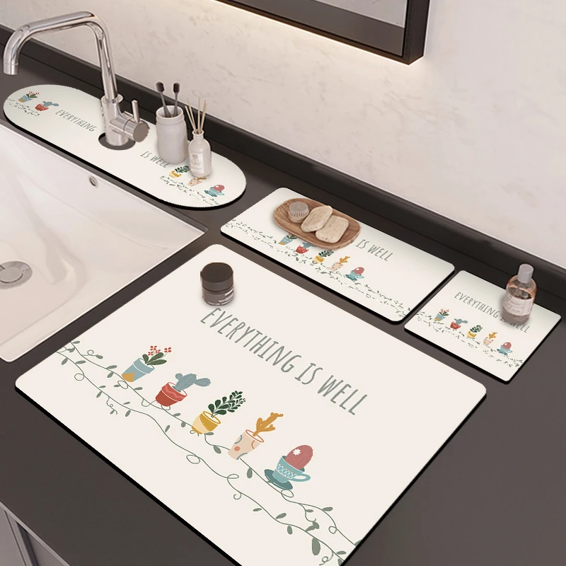 水龙头吸水垫洗手台专用卫生间硅藻泥沥水垫浴室垫子台面定制防滑