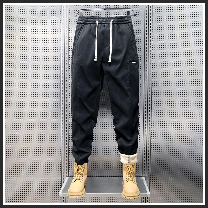 冬季新款休闲裤男带绒御寒重磅加厚宽松束脚卫裤秋冬爆款保暖长裤