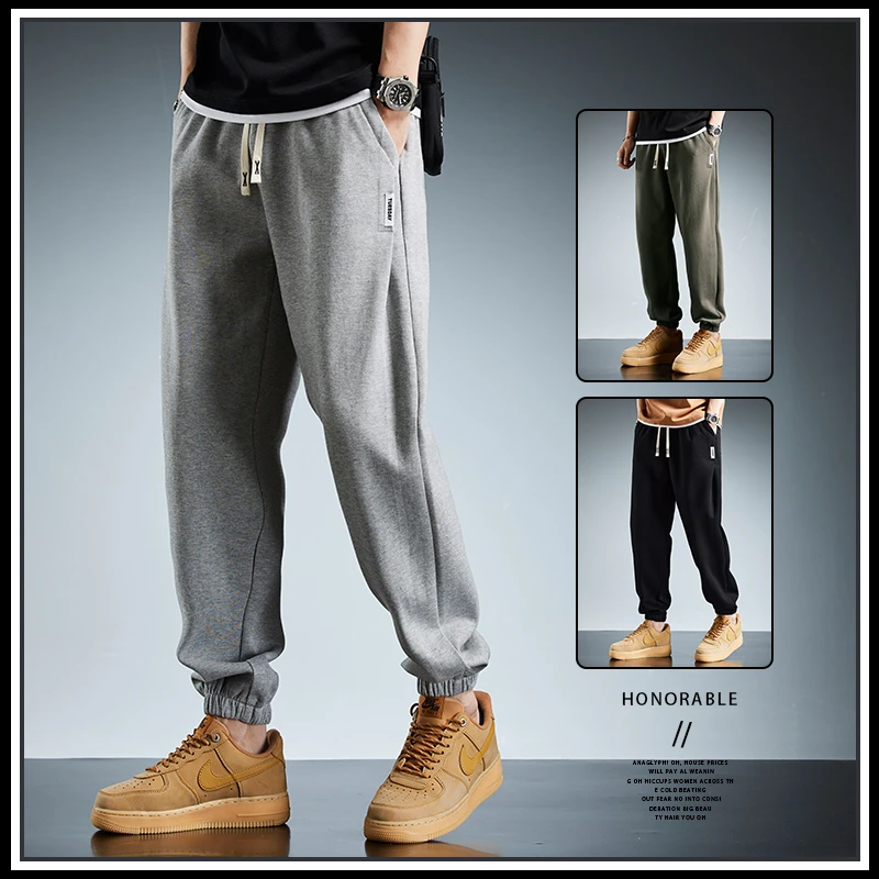 奥派鲨男款休闲裤2024春秋季新款束脚针织柔软舒适松紧腰运动卫裤