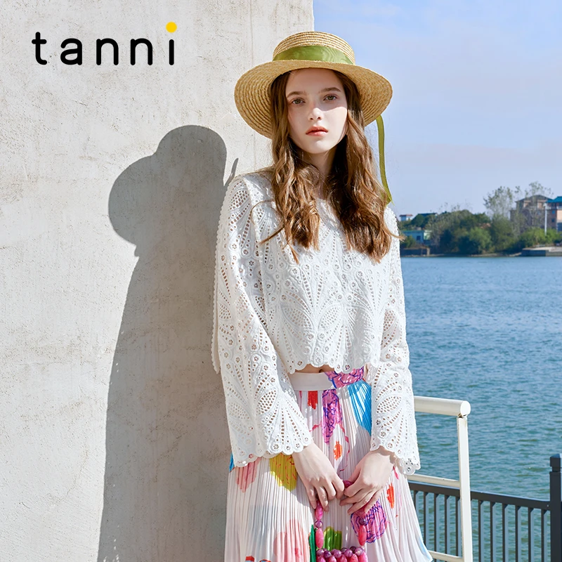tanni2024春夏新款度假风优雅时尚气质休闲直筒上衣TN11BL801A