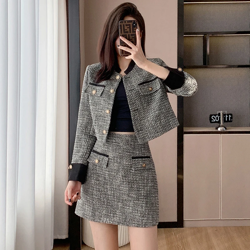 【两件套】2025新款韩版小香风短裙小个子两件套时尚洋气时髦2372