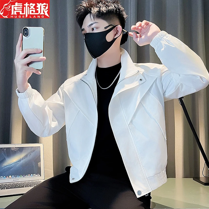 男士外套爆款2025爆款春秋装夹克潮牌上衣高级感立领休闲外衣短款