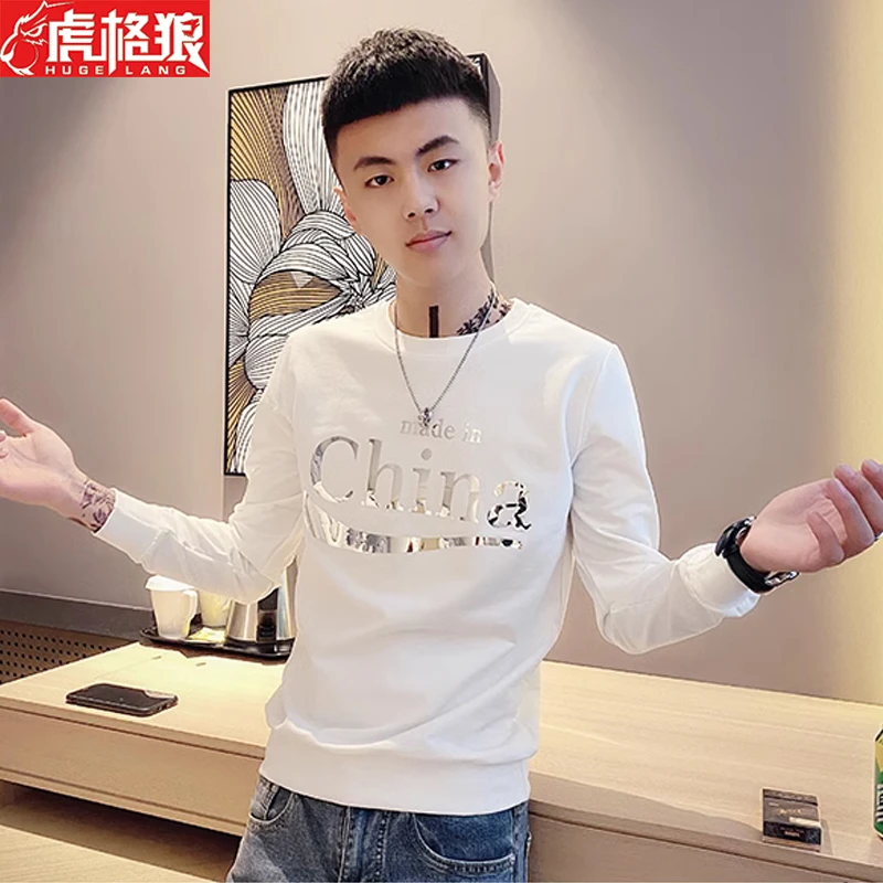 潮牌秋季卫衣男痞帅外套男装衣服2023年爆款上衣长袖内搭t恤服装