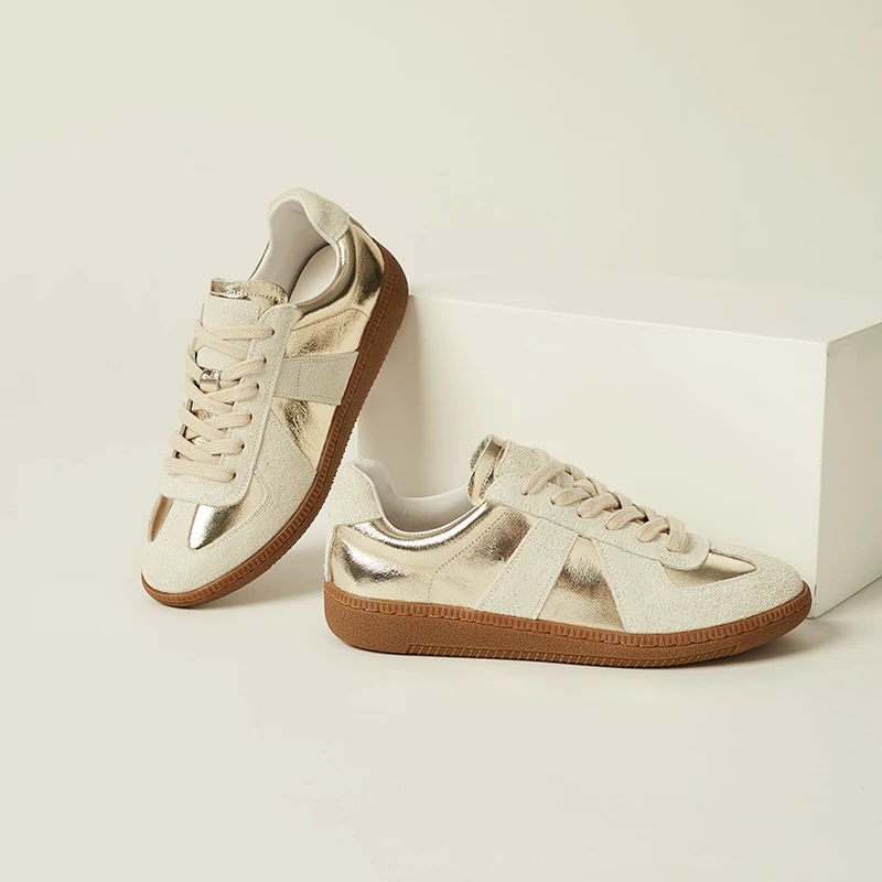 【春夏新款】高奢真皮女鞋  2025春夏新款复古低帮舒适增高德迅鞋