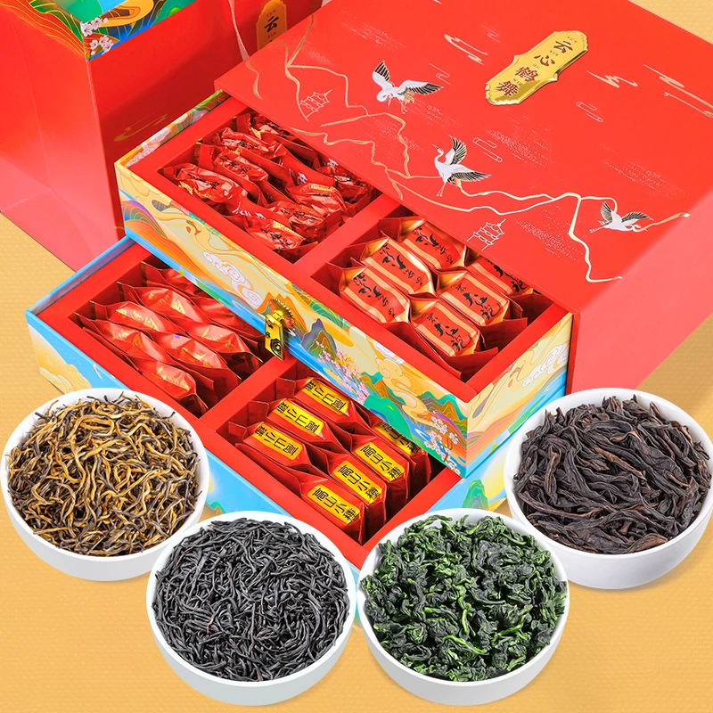 飘香韵【四大名茶礼盒装】新茶金骏眉小种红茶铁观音大红袍茶叶670g