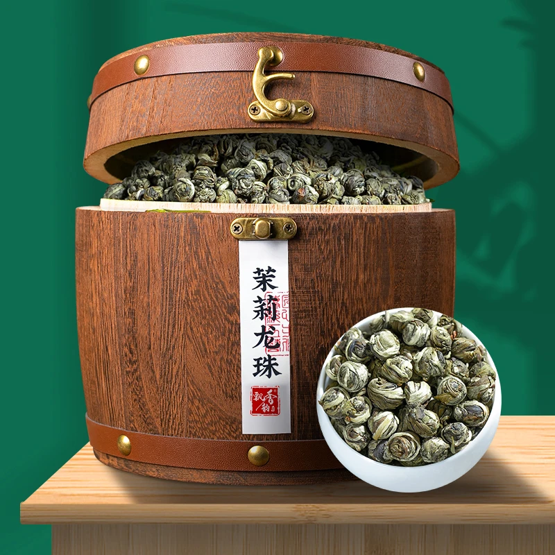 飘香韵茉莉龙珠茉莉花茶特级浓香型2025新茶叶绣球木桶礼盒装500g