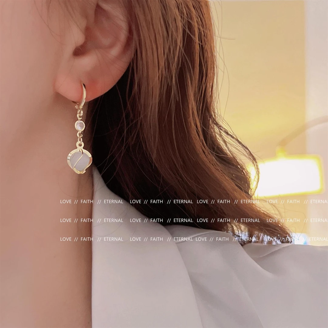 合金珐琅耳饰 E021优雅法式百搭精致耳环气质时尚耳钉轻奢小众ins