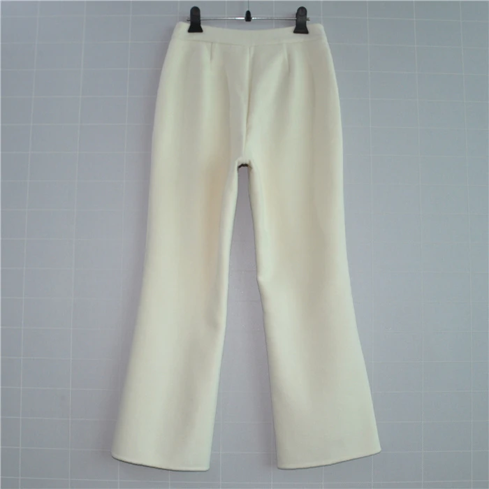 鸿思格HSG-1703新款微喇叭高腰休闲喇叭裤双面手缝羊绒羊毛女长裤