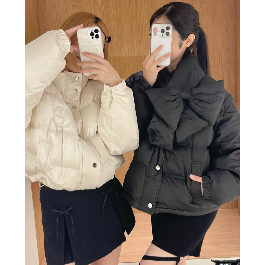 【胖虎家】 秋冬新款 E 时尚大蝴蝶结设计多穿法羽绒服女