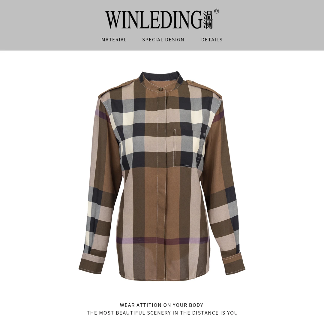 【温澜服饰】桑蚕丝格子衬衫08007