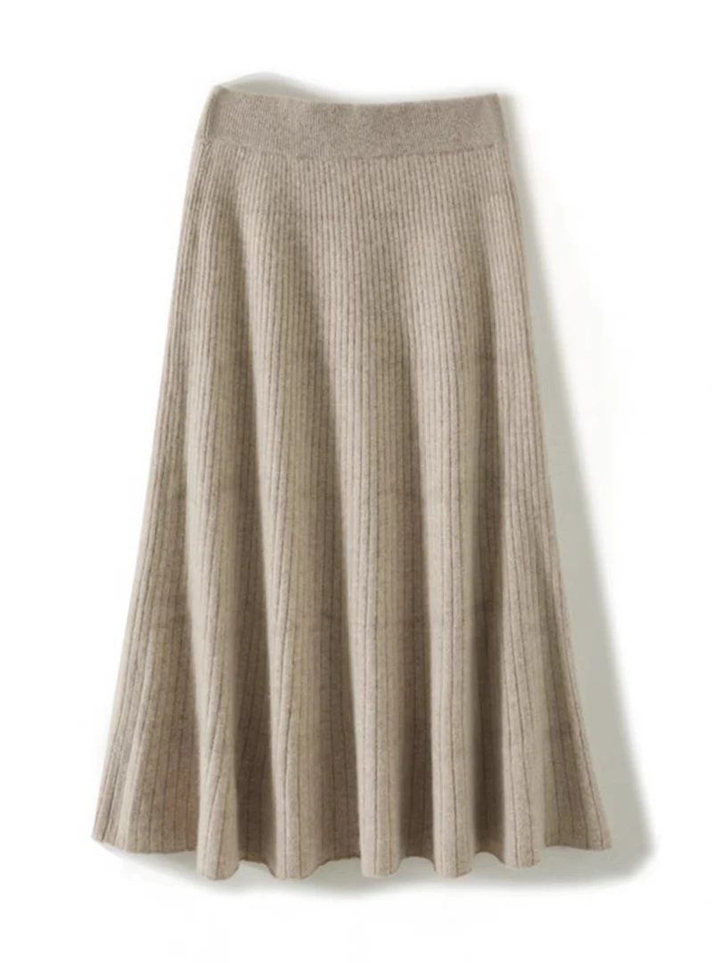 清库存秋冬高腰针织半身裙女中长款大摆伞裙百搭A字裙