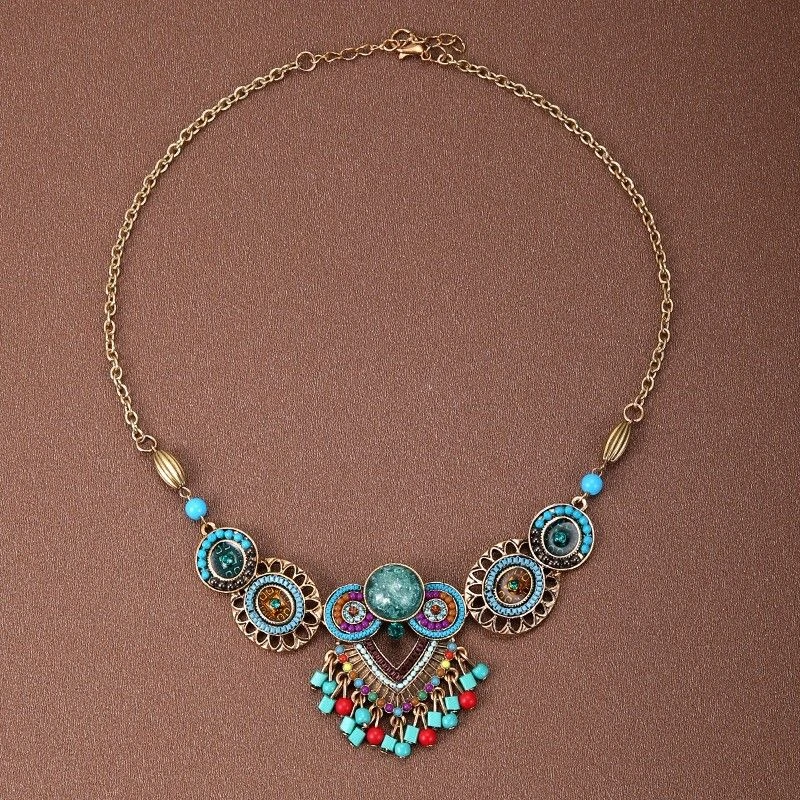 复古异域民族风饰品波西米亚项链羽毛耳环套装旅行拍照挂件额头链