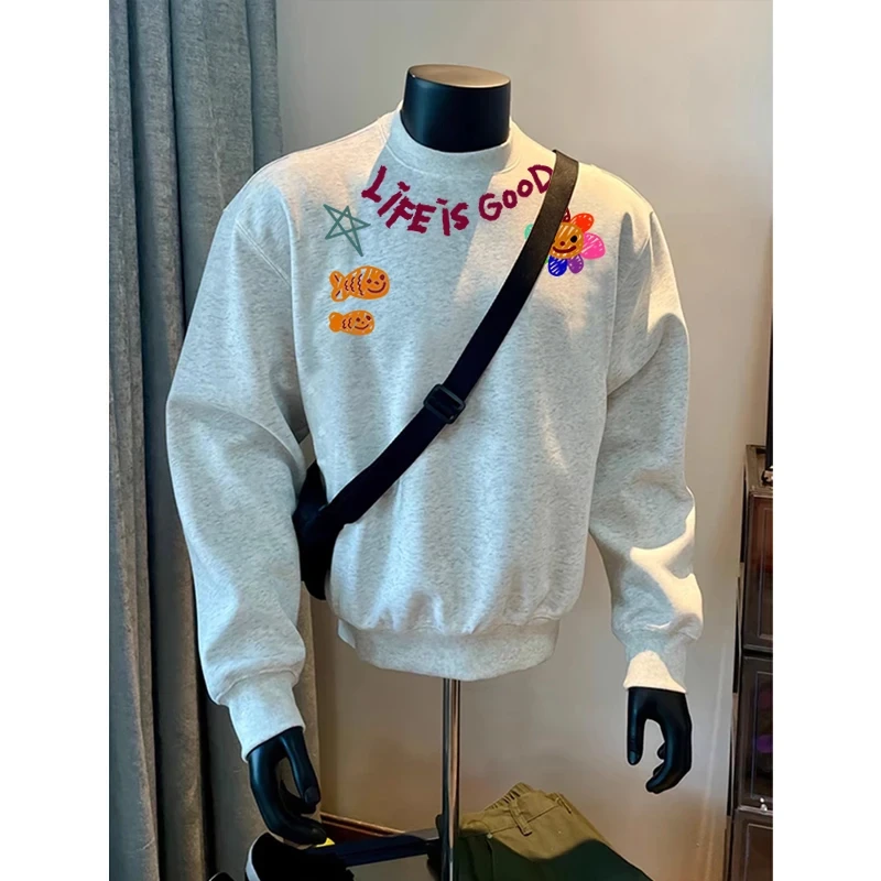 痞帅时尚卫衣ins潮牌新款春秋冬季男装上衣加绒打底衫休闲百搭