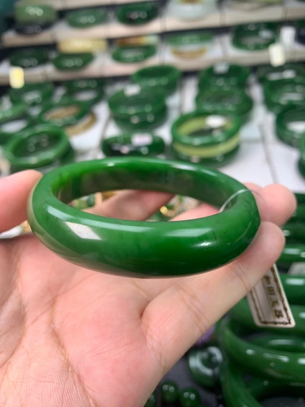 和田玉碧玉手镯宽56/57口径