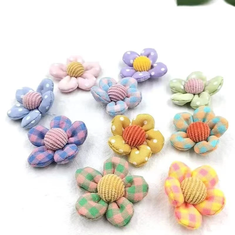 狗外婆家 夏日小清新五瓣花饰品 韩版布艺小花配饰