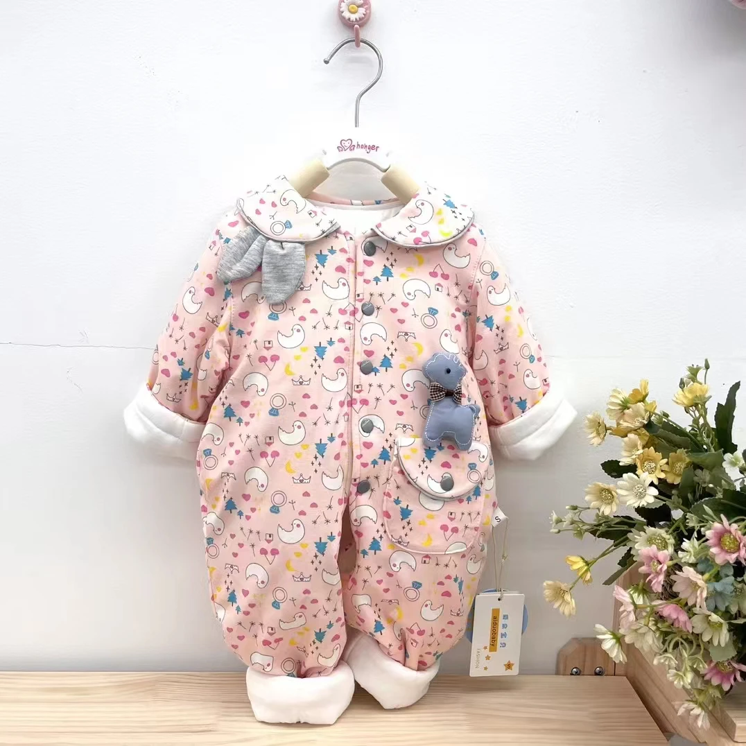 婴幼儿薄棉衣宝宝连体衣爬爬服春秋款