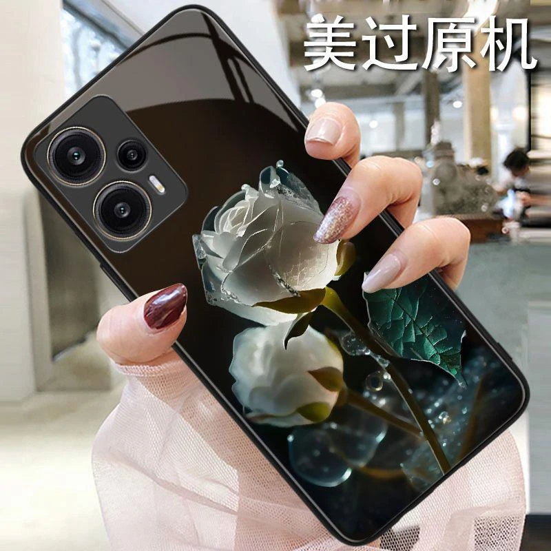 适用小米红米note12Turbo手机壳防摔全包镜头新款软边钢化玻璃简