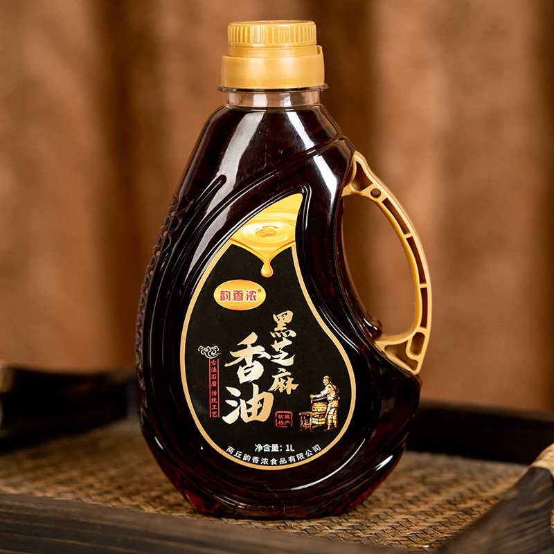 纯正小磨优选工艺纯黑芝麻油1升装传统醇香食用品质黑芝麻香油